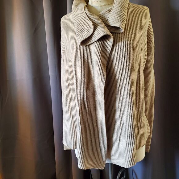 Banana Republic Light Tan Ribbed Open Cardigan, M - Picture 6 of 8